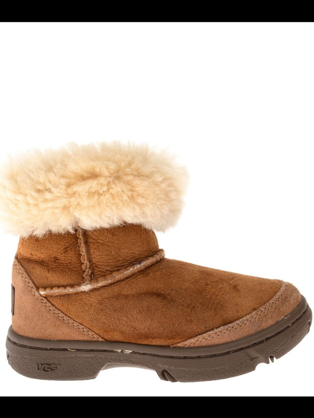 UGG Sunburst Chestnut Suede Shearling Wool Lined Cuff Boot